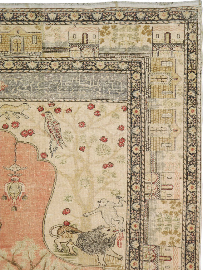 Antique Turkish Kayseri Pictorial Carpet, No.19264 - Staging