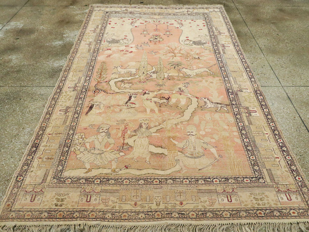 Antique Turkish Kayseri Pictorial Carpet, No.19264 - Staging