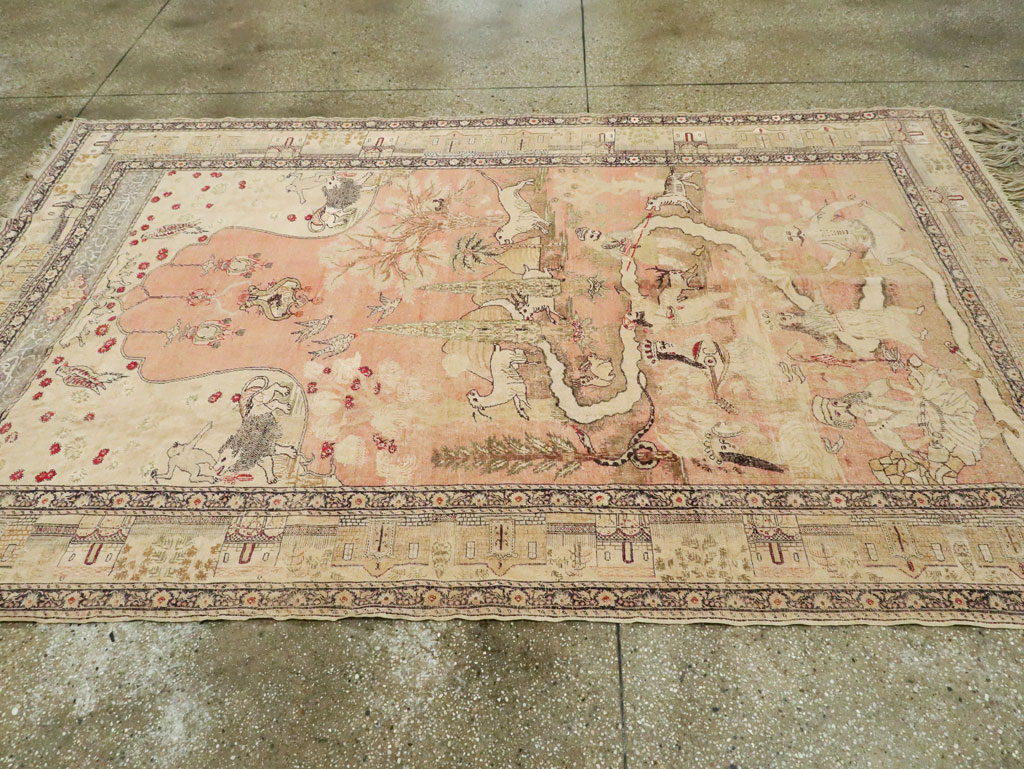Antique Turkish Kayseri Pictorial Carpet, No.19264 - Staging