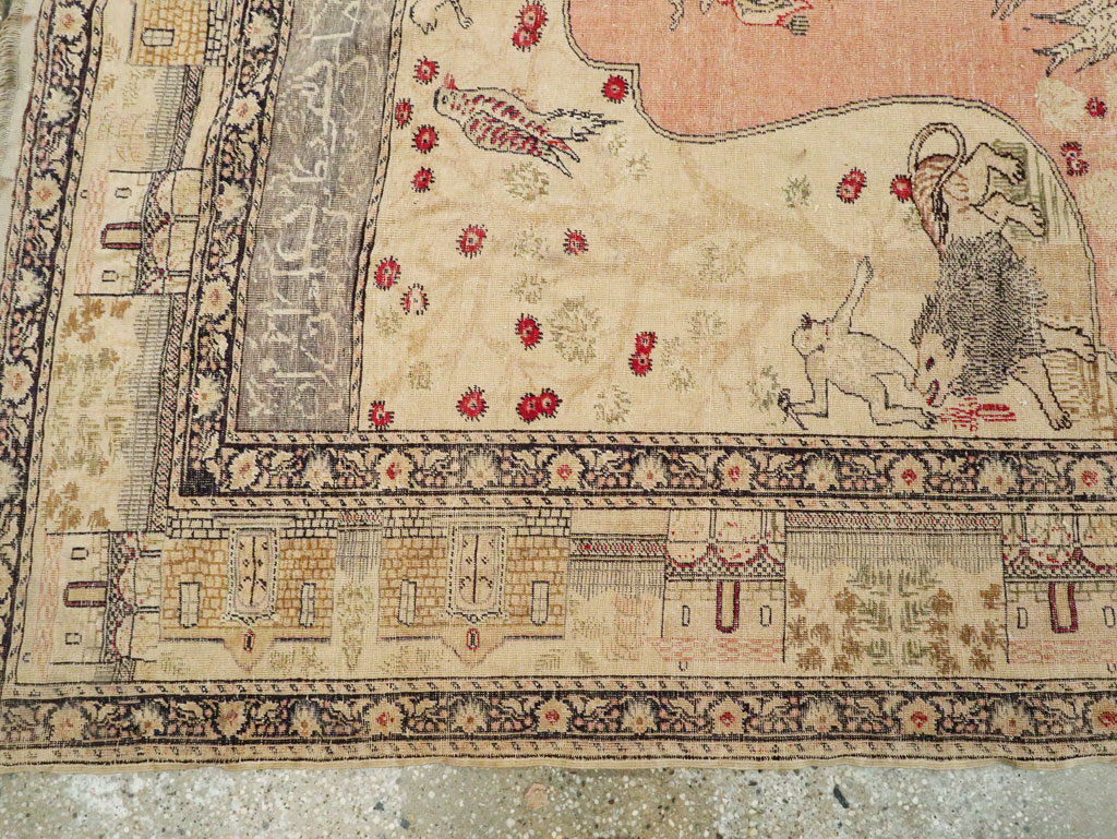 Antique Turkish Kayseri Pictorial Carpet, No.19264 - Staging