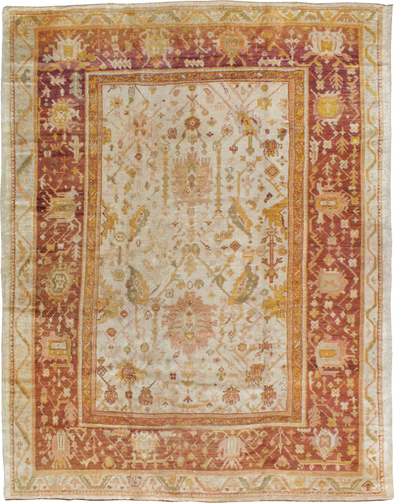 Antique Turkish Oushak Carpet, No.19942 - Staging