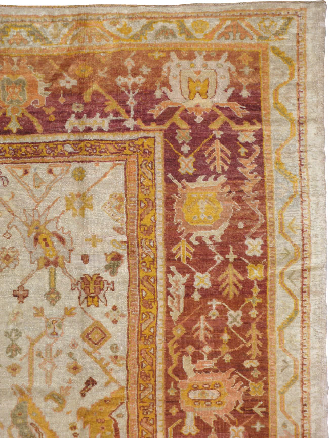 Antique Turkish Oushak Carpet, No.19942 - Staging