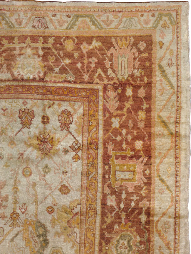 Antique Turkish Oushak Carpet, No.19942 - Staging