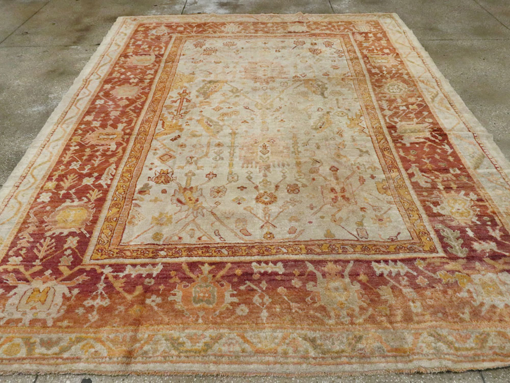 Antique Turkish Oushak Carpet, No.19942 - Staging