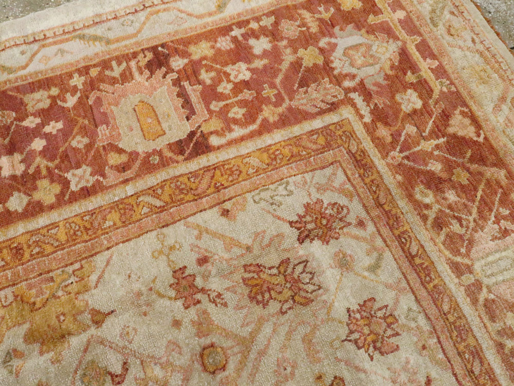 Antique Turkish Oushak Carpet, No.19942 - Staging