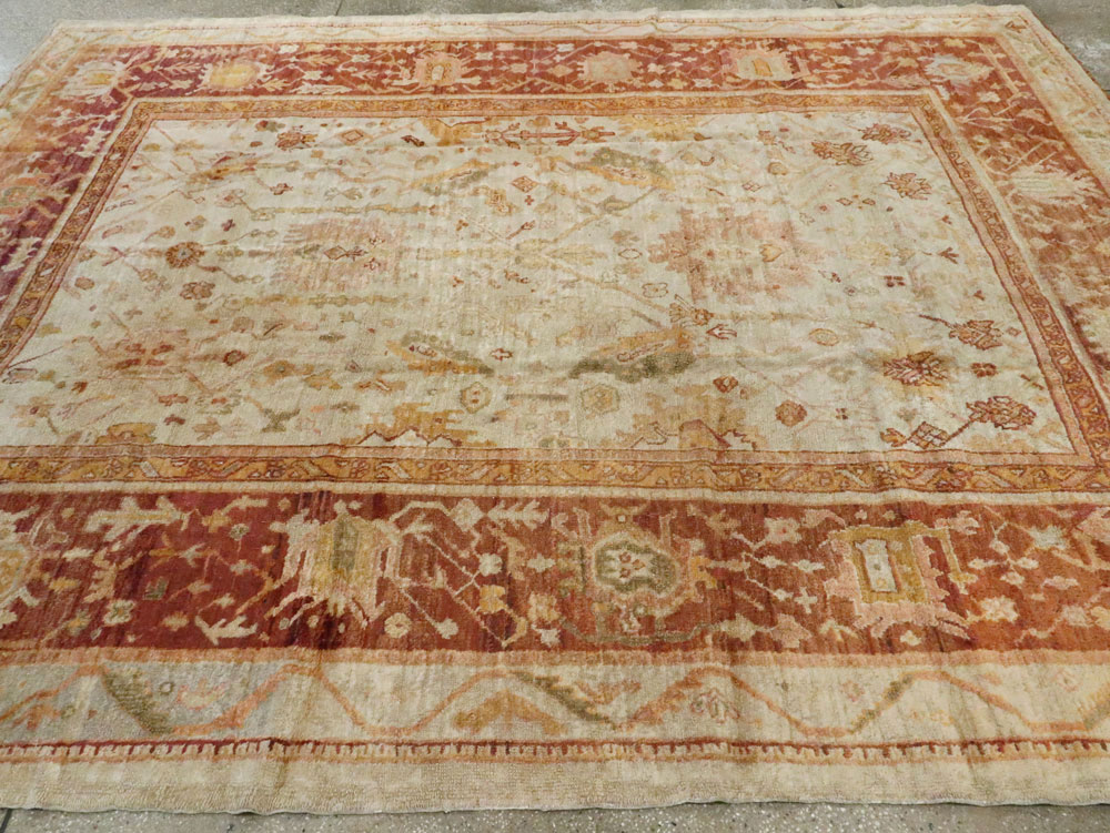 Antique Turkish Oushak Carpet, No.19942 - Staging