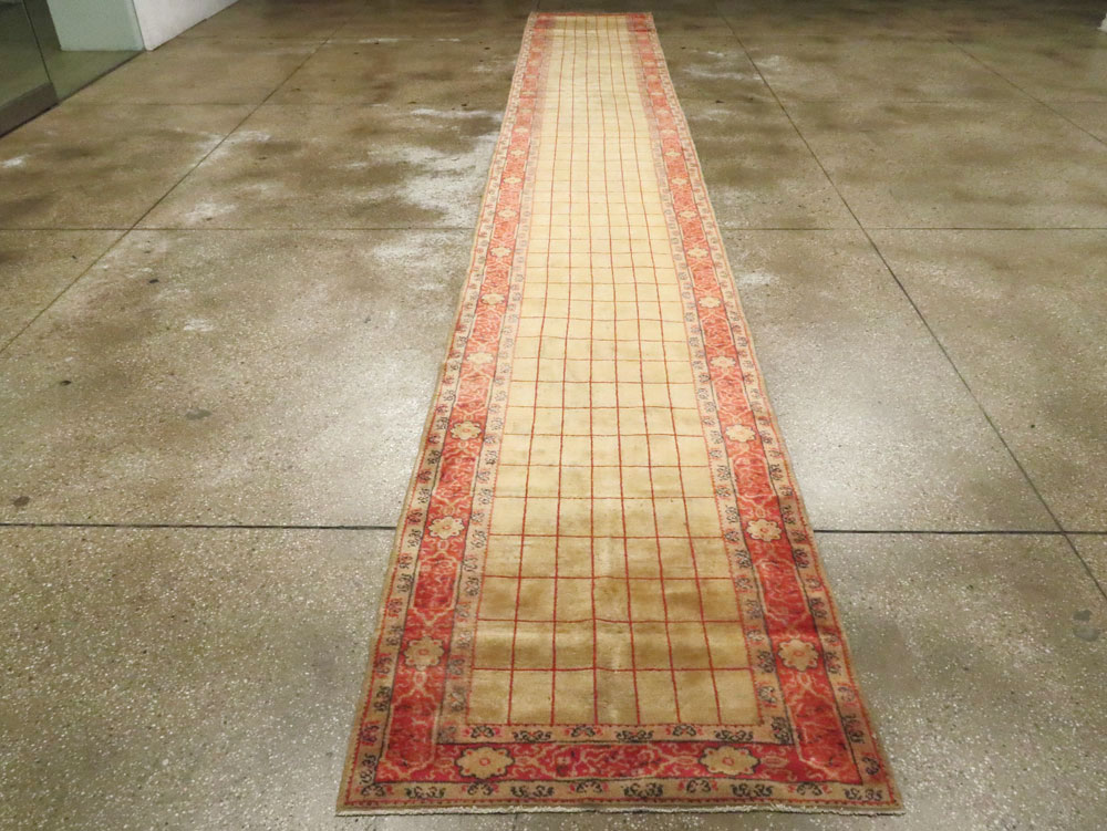 Antique Turkish Borlou Oushak Runner, No.19945 - Staging