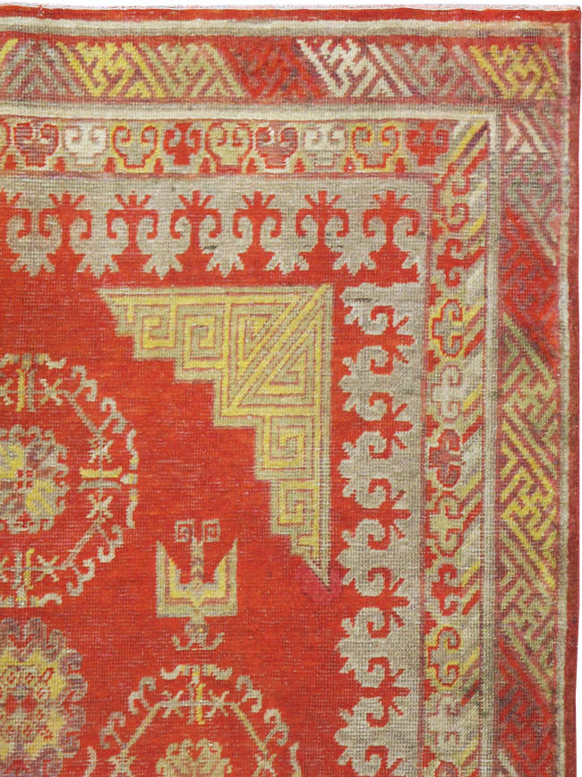 Vintage East Turkestan Khotan Carpet, No.19985 - Staging
