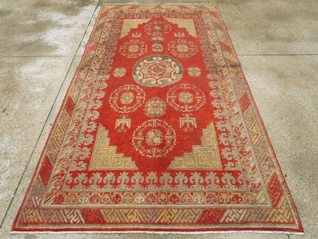 Vintage East Turkestan Khotan Carpet, No.19985 - Staging