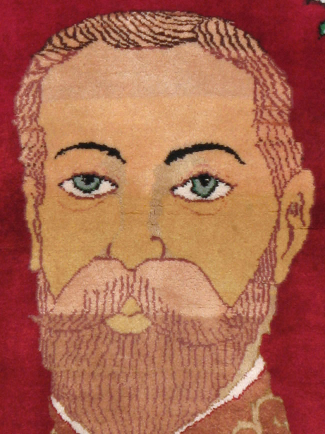 Vintage Persian Tabriz King George V Pictorial Rug, No.20021 - Staging