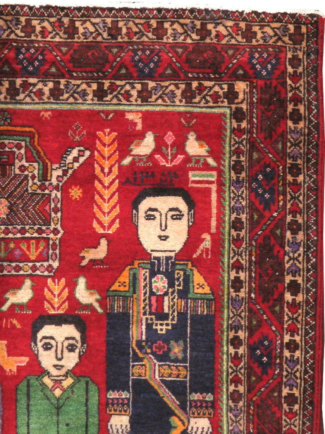 Vintage Persian Pictorial Malayer Rug, No.20057 - Staging