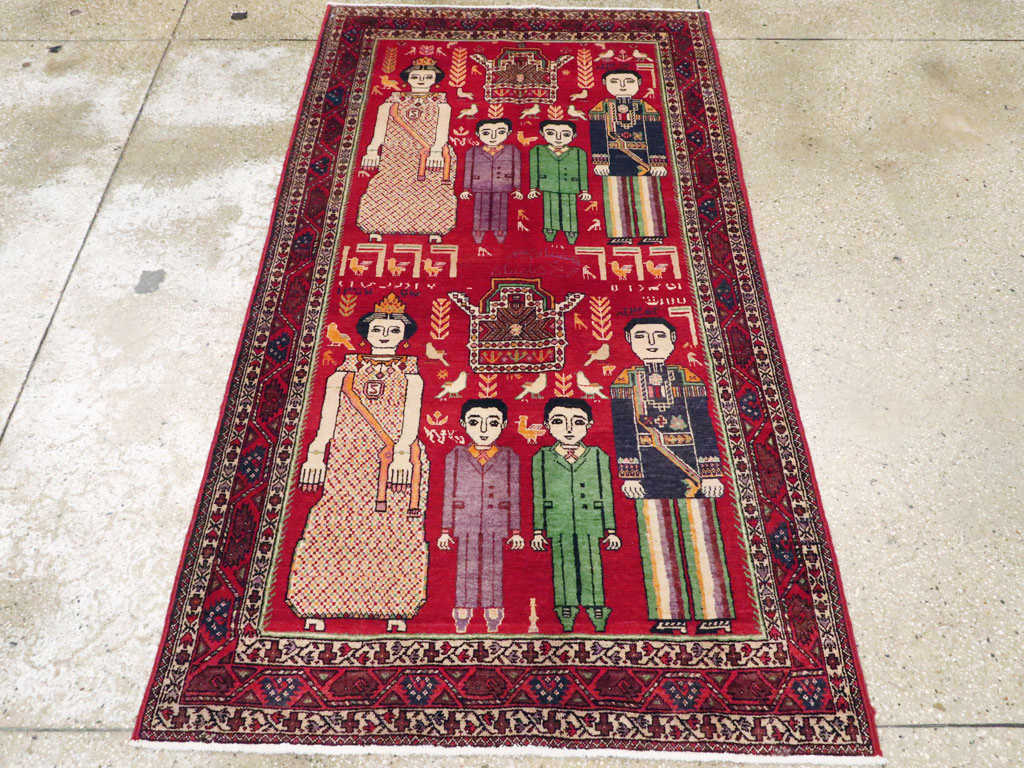 Vintage Persian Pictorial Malayer Rug, No.20057 - Staging