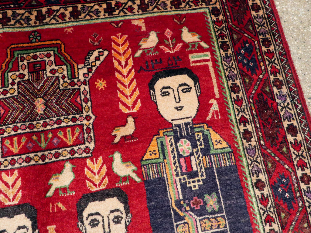 Vintage Persian Pictorial Malayer Rug, No.20057 - Staging