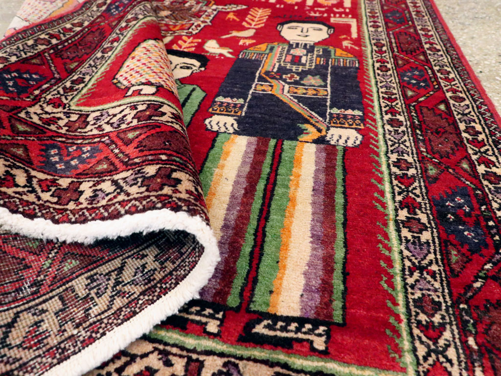 Vintage Persian Pictorial Malayer Rug, No.20057 - Staging