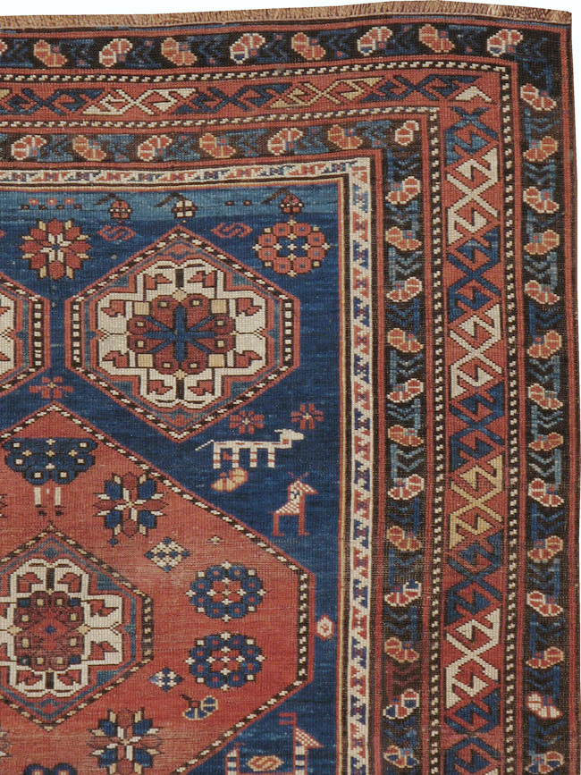 Antique Caucasian Kazak Rug, No.20077 - Staging