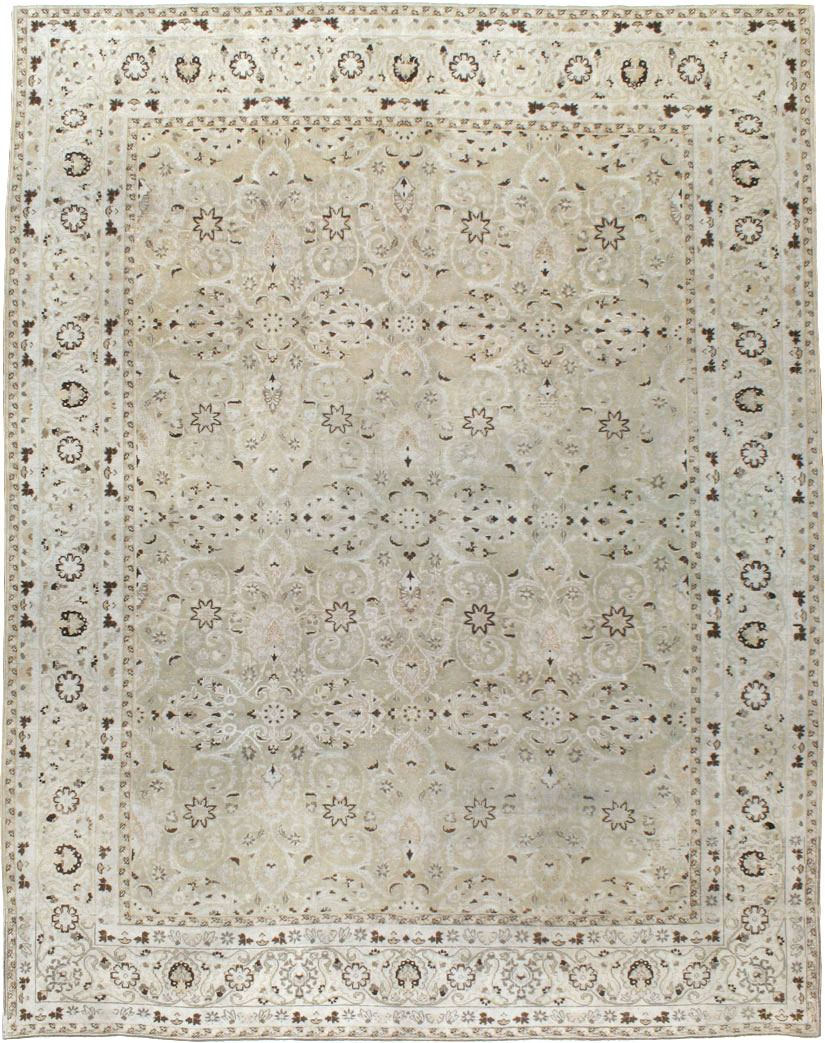Vintage Persian Mashad Room Size Carpet, No.20082 - Staging
