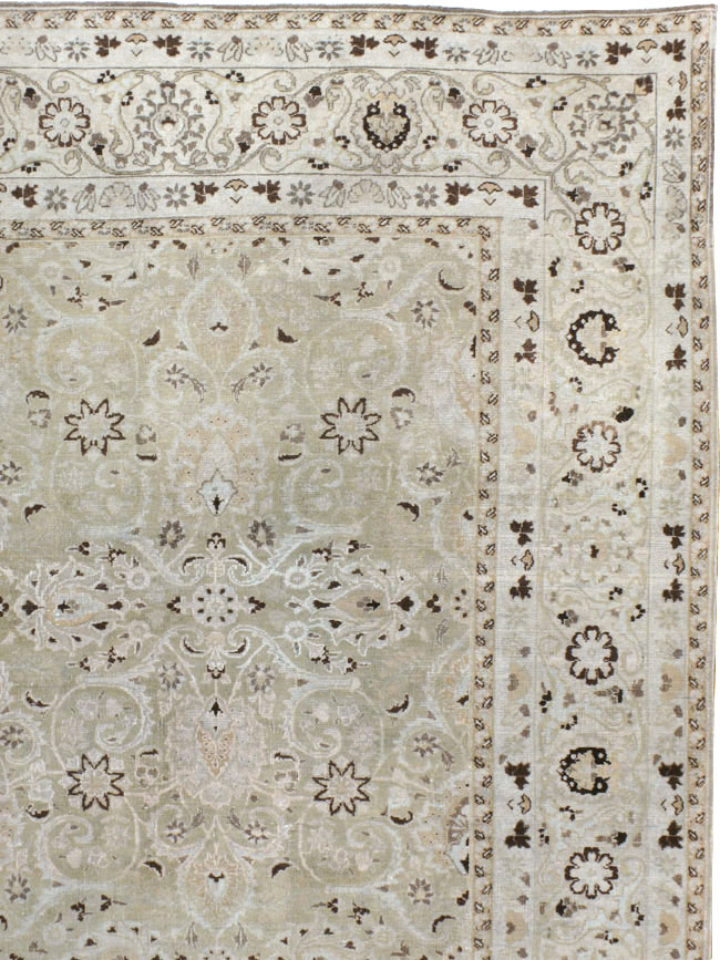 Vintage Persian Mashad Room Size Carpet, No.20082 - Staging