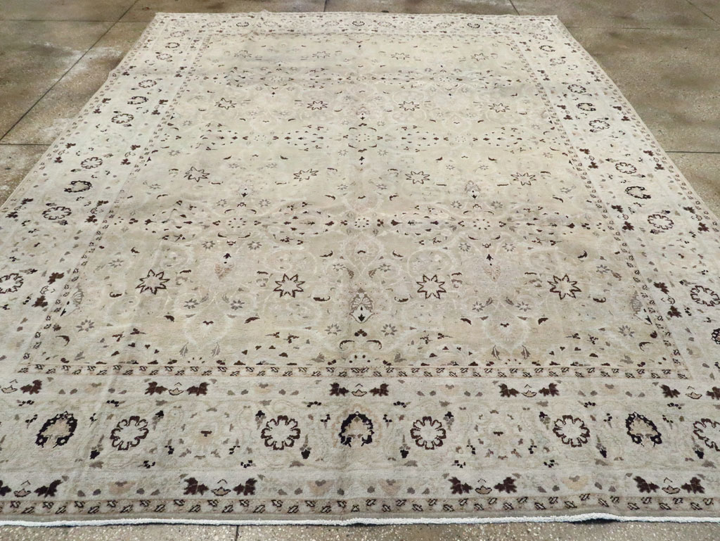Vintage Persian Mashad Room Size Carpet, No.20082 - Staging