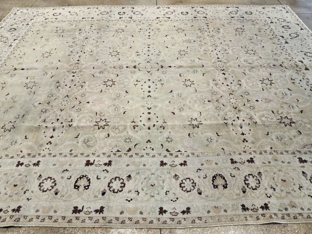 Vintage Persian Mashad Room Size Carpet, No.20082 - Staging