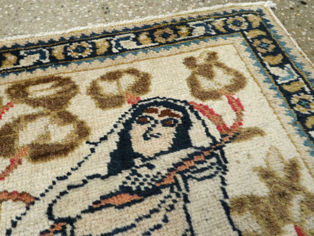 Vintage Persian Tabriz Pictorial Rug, No.20090 - Staging