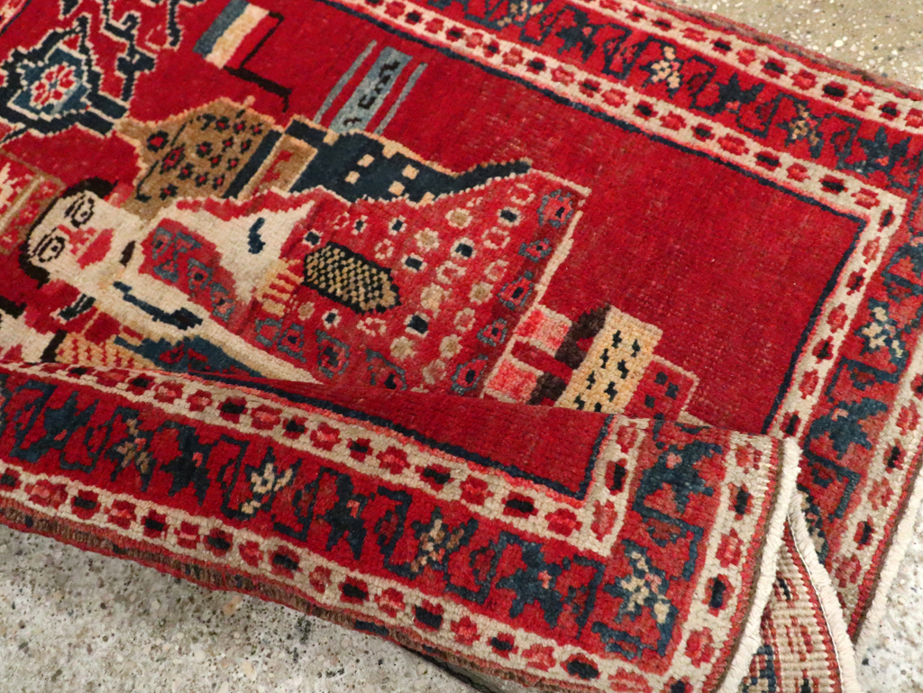 Antique Persian Heriz Pictorial Rug (Pair: 1 of 2), No.20091 - Staging