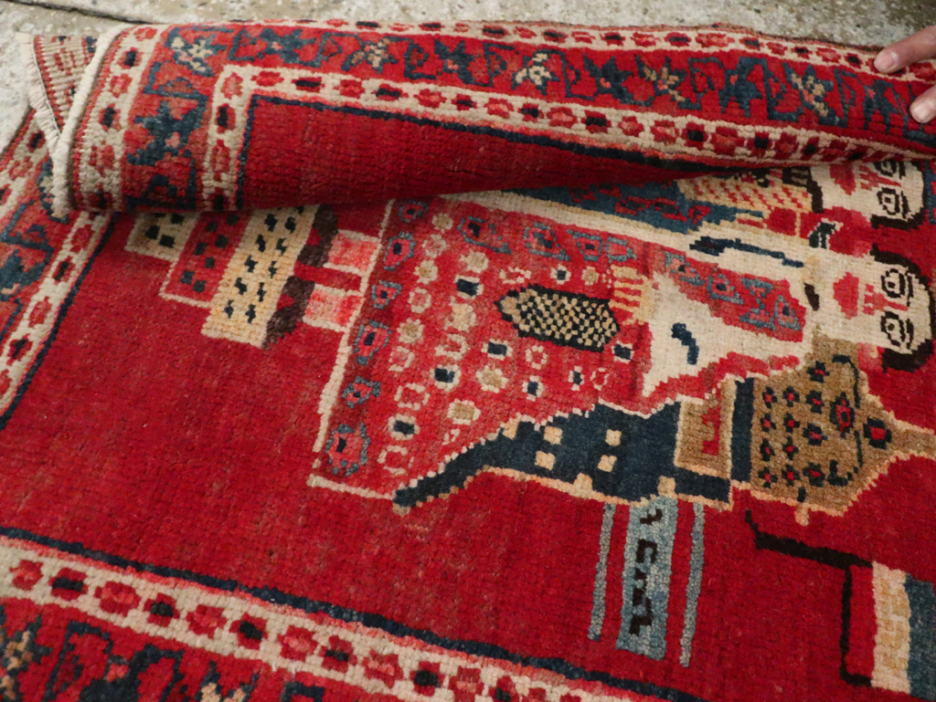 Antique Persian Heriz Pictorial Rug (Pair: 1 of 2), No.20091 - Staging