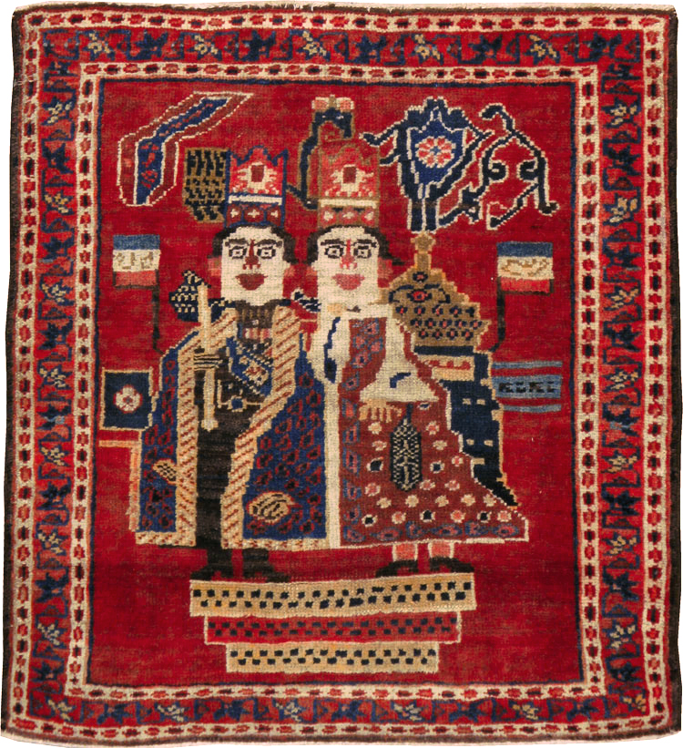 Antique Persian Heriz Pictorial Rug (Pair: 2 of 2), No.20092 - Staging