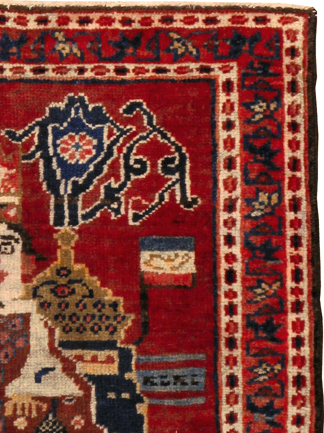 Antique Persian Heriz Pictorial Rug (Pair: 2 of 2), No.20092 - Staging