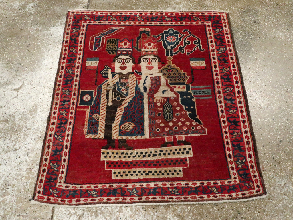 Antique Persian Heriz Pictorial Rug (Pair: 2 of 2), No.20092 - Staging