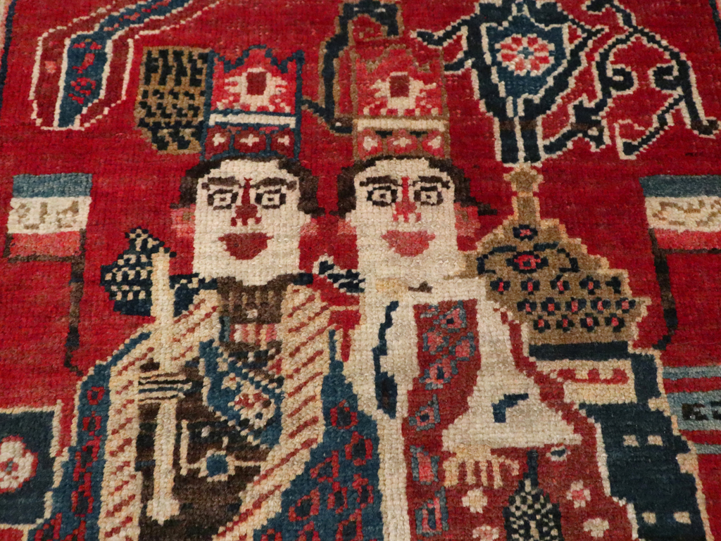 Antique Persian Heriz Pictorial Rug (Pair: 2 of 2), No.20092 - Staging