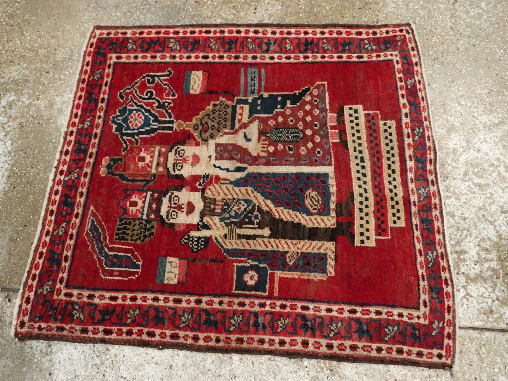 Antique Persian Heriz Pictorial Rug (Pair: 2 of 2), No.20092 - Staging