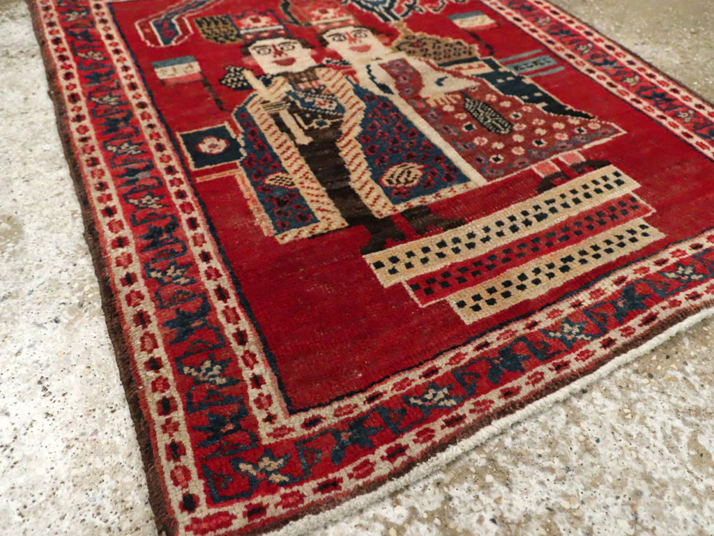 Antique Persian Heriz Pictorial Rug (Pair: 2 of 2), No.20092 - Staging