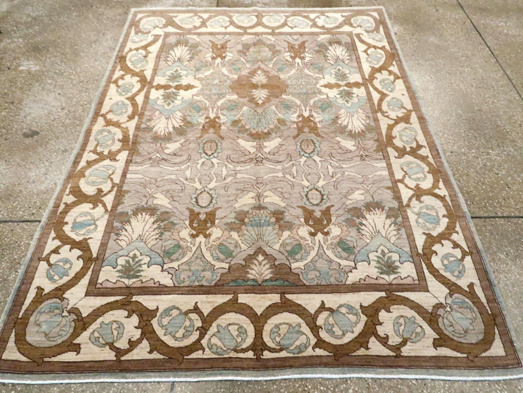 Modern Persian Tabriz Accent Rug, No.20111 - Staging