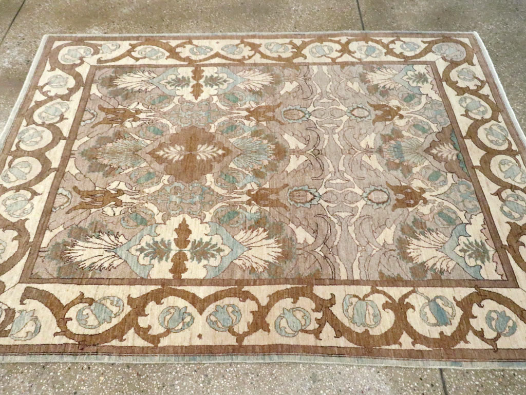 Modern Persian Tabriz Accent Rug, No.20111 - Staging