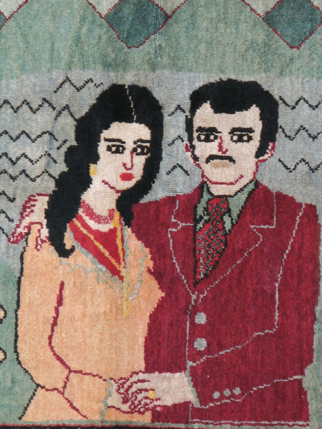 Vintage Caucasian Karabagh Pictorial Rug, No.20152 - Staging