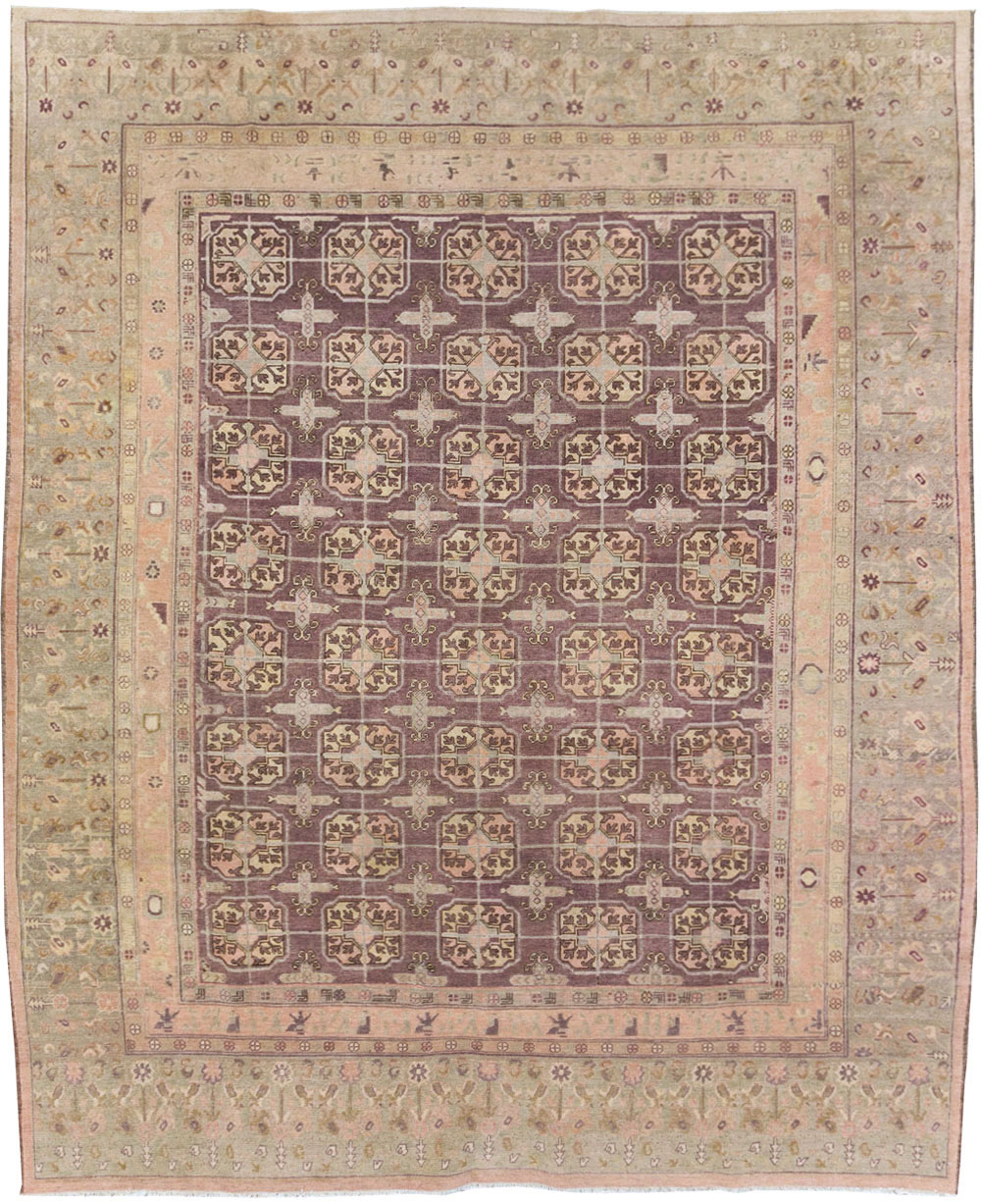 Antique East Turkestan Khotan Room Size Carpet, No.20211 - Staging