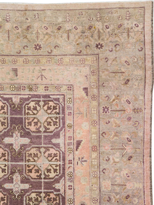 Antique East Turkestan Khotan Room Size Carpet, No.20211 - Staging