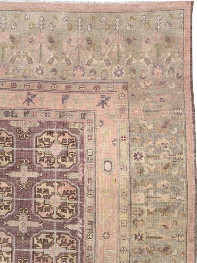 Antique East Turkestan Khotan Room Size Carpet, No.20211 - Staging