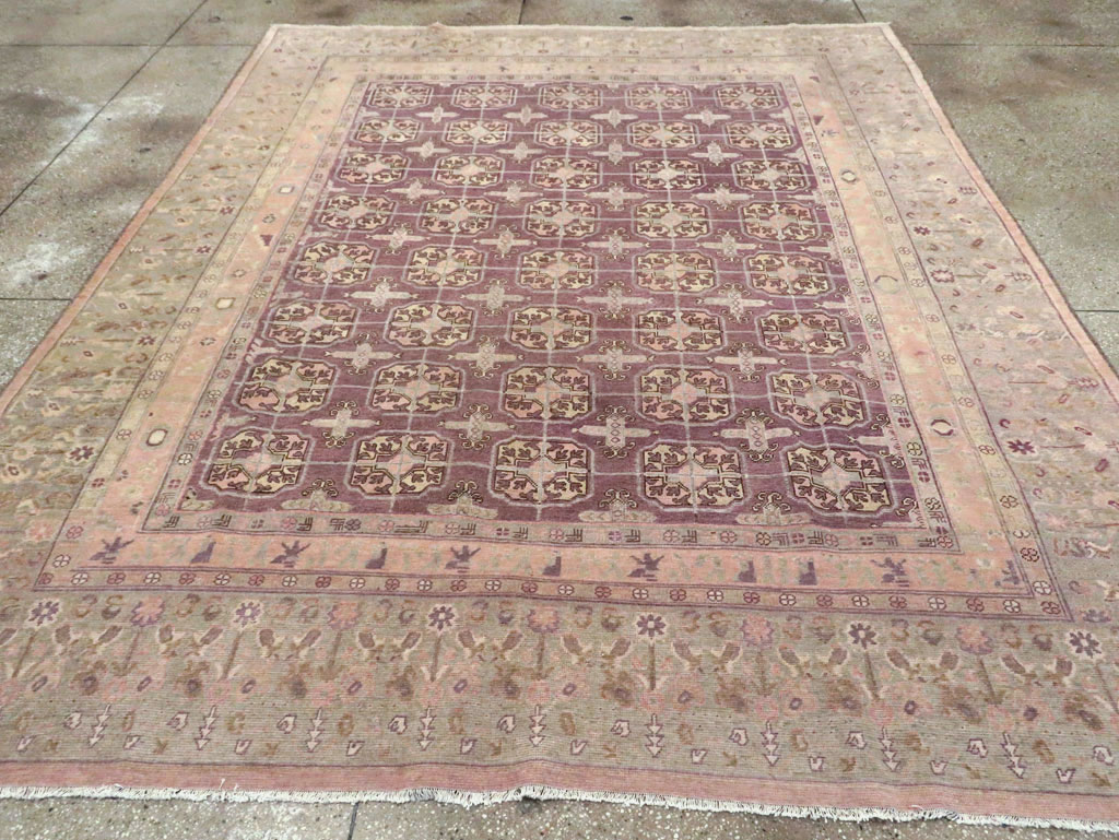 Antique East Turkestan Khotan Room Size Carpet, No.20211 - Staging