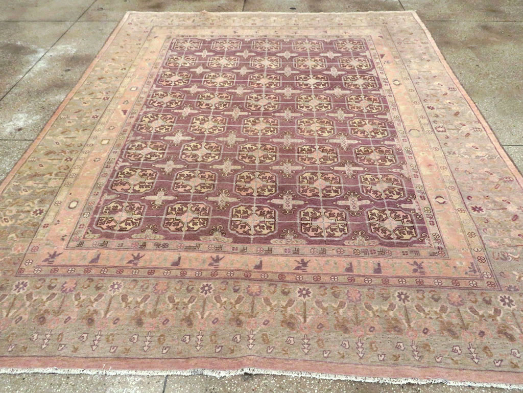 Antique East Turkestan Khotan Room Size Carpet, No.20211 - Staging
