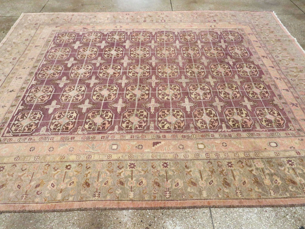 Antique East Turkestan Khotan Room Size Carpet, No.20211 - Staging