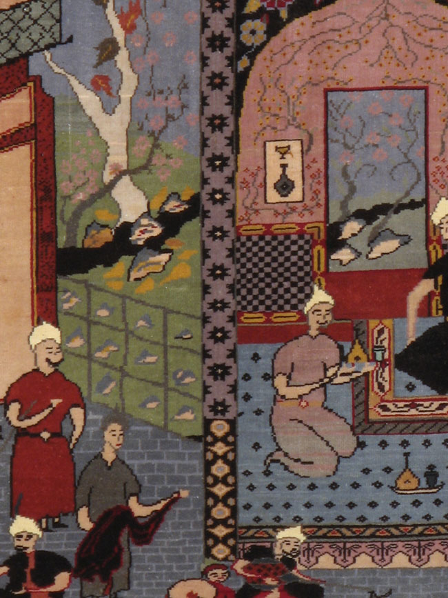 Vintage Afghan Baluch Pictorial Rug, No.20213 - Staging