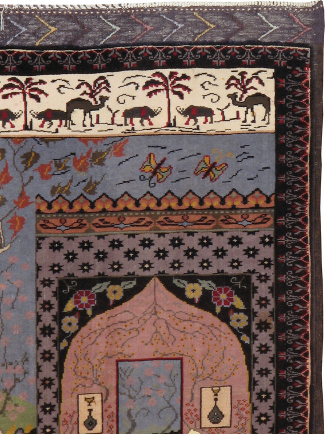 Vintage Afghan Baluch Pictorial Rug, No.20213 - Staging