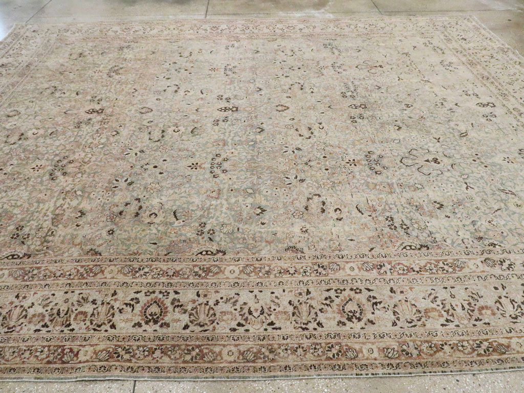 Antique Persian Mashad Large Room Size Carpet, No.20217 - Staging
