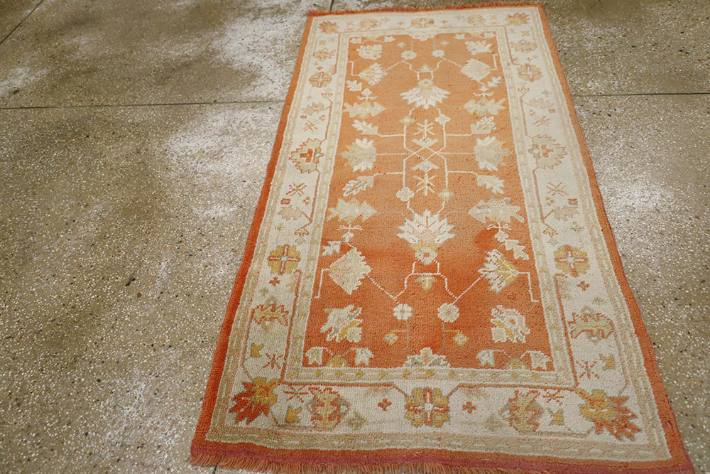 Antique Turkish Oushak Rug, No.20221 - Staging
