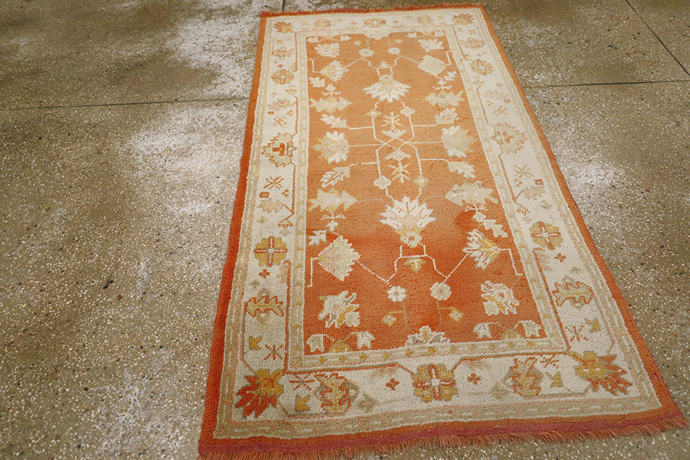 Antique Turkish Oushak Rug, No.20221 - Staging