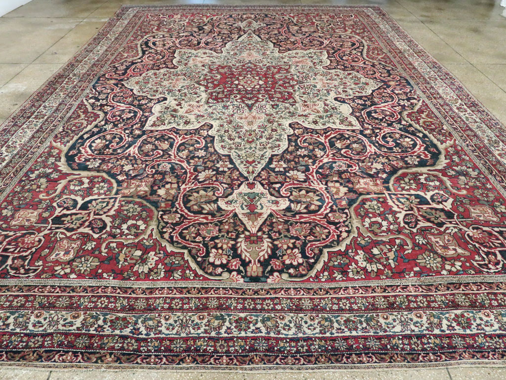 Antique Lavar Kerman Carpet, No.20226 - Staging