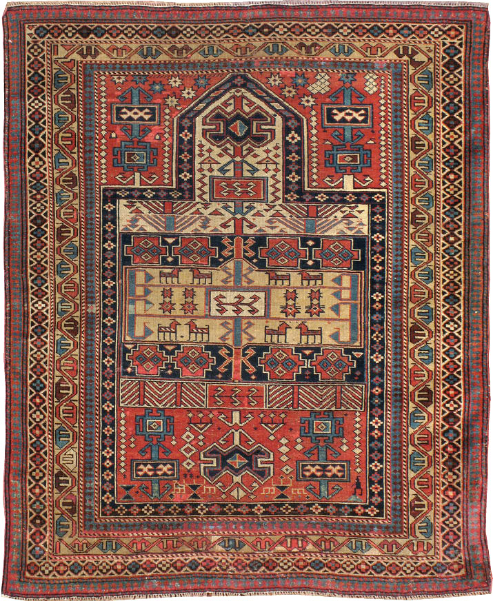 Antique Caucasian Shirvan Rug, No.20242 - Staging