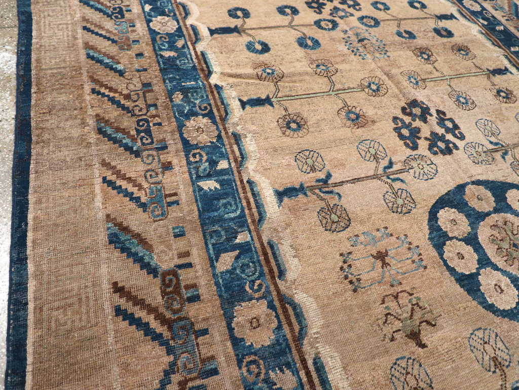Antique East Turkestan Khotan Carpet, No.20271 - Staging