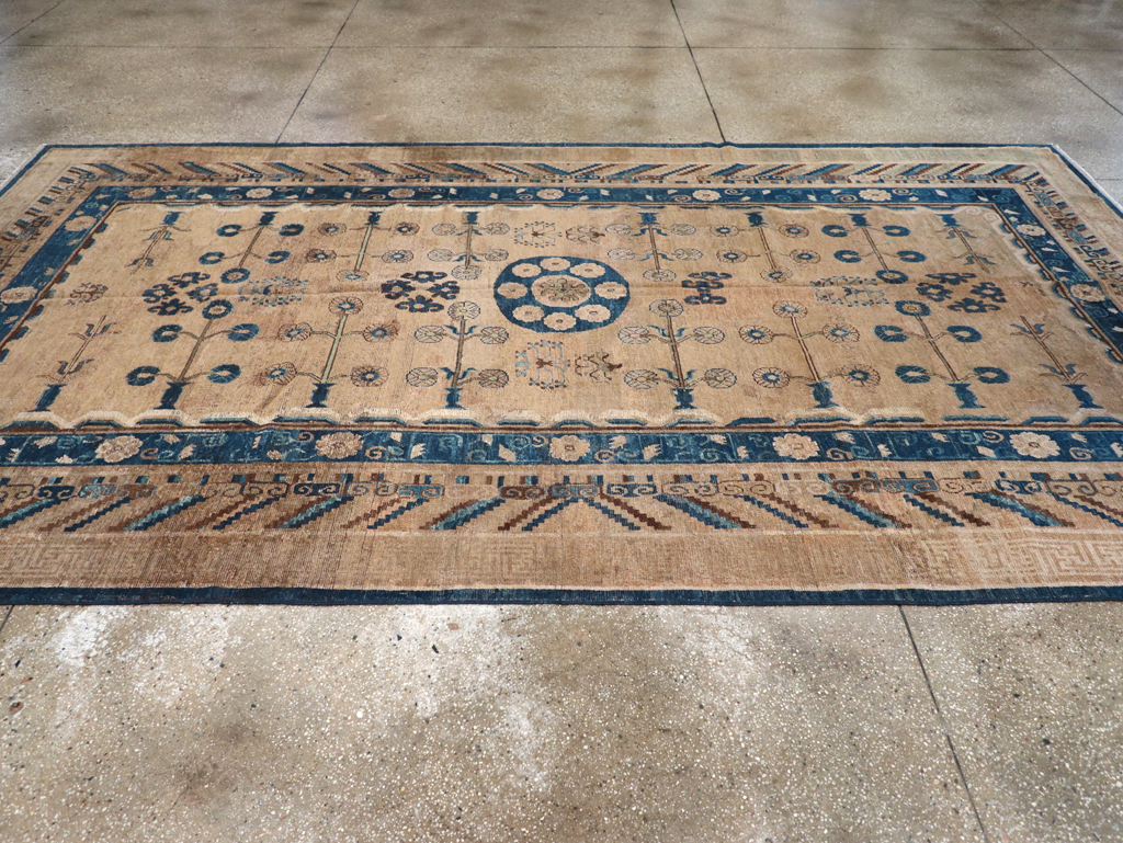 Antique East Turkestan Khotan Carpet, No.20271 - Staging